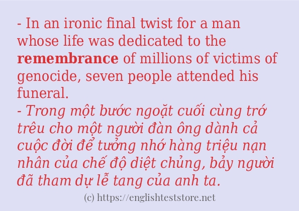 Các câu ví dụ và cách dùng từ remembrance