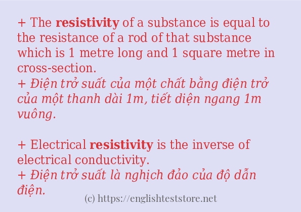 Các câu ví dụ và cách dùng từ resistivity