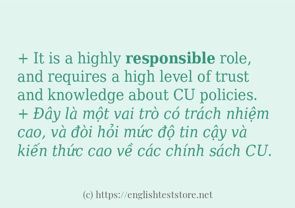 Các câu ví dụ và cách dùng từ responsible