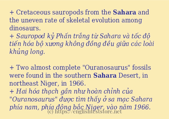 Các câu ví dụ và cách dùng từ sahara