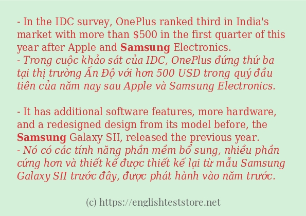 Các câu ví dụ và cách dùng từ samsung