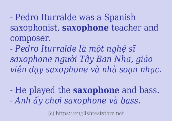 Các câu ví dụ và cách dùng từ saxophone