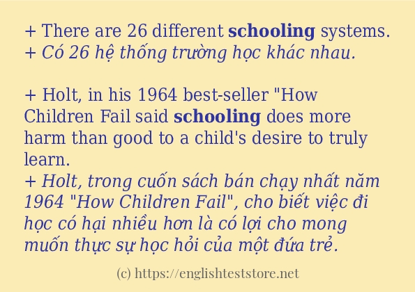 Các câu ví dụ và cách dùng từ schooling