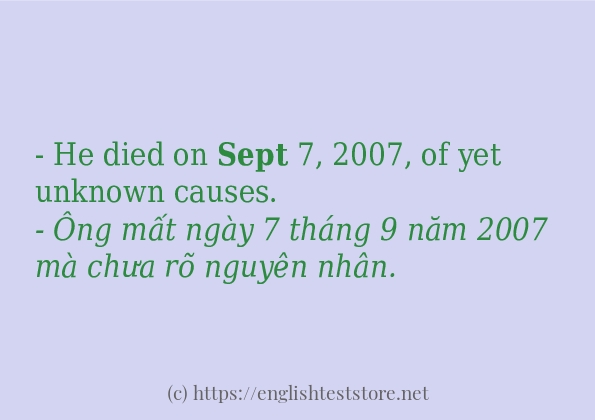 Các câu ví dụ và cách dùng từ sept