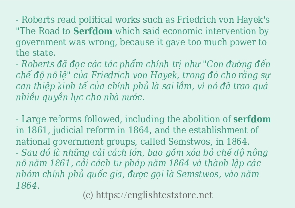Các câu ví dụ và cách dùng từ serfdom