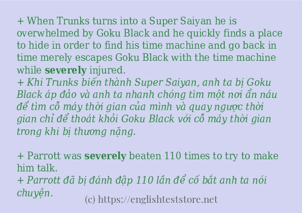 Các câu ví dụ và cách dùng từ severely