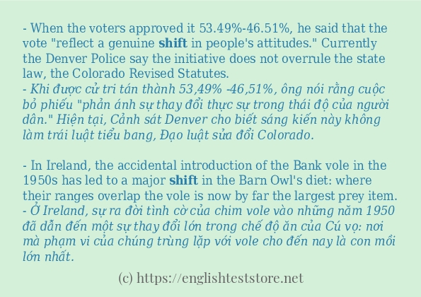 Các câu ví dụ và cách dùng từ shift