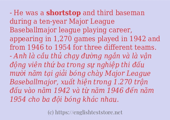 Các câu ví dụ và cách dùng từ shortstop