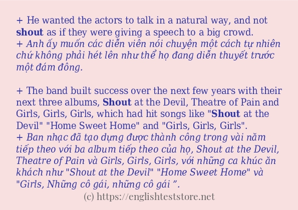 Các câu ví dụ và cách dùng từ shout