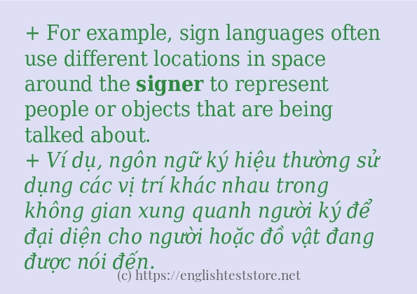 Các câu ví dụ và cách dùng từ signer