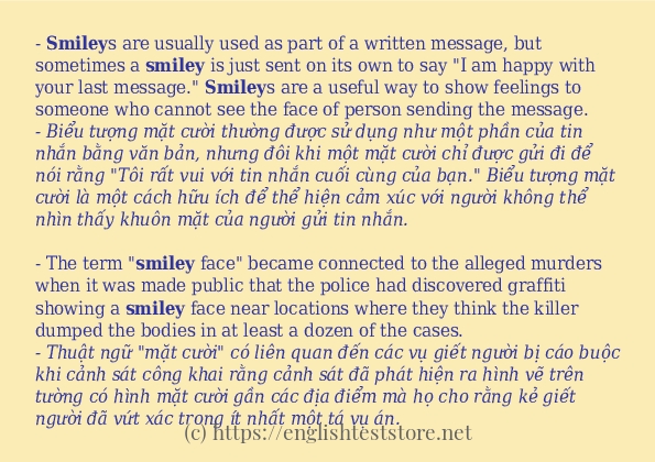 Các câu ví dụ và cách dùng từ smiley