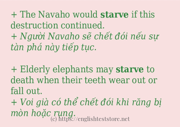 Các câu ví dụ và cách dùng từ starve