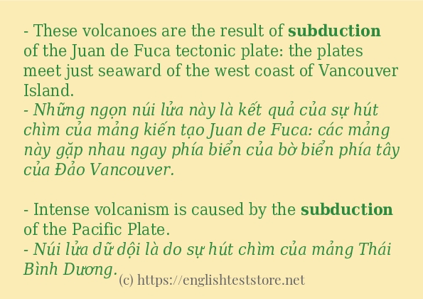 Các câu ví dụ và cách dùng từ subduction