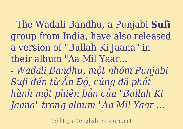 Các câu ví dụ và cách dùng từ sufi