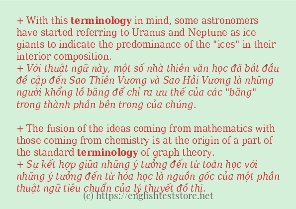 Các câu ví dụ và cách dùng từ terminology