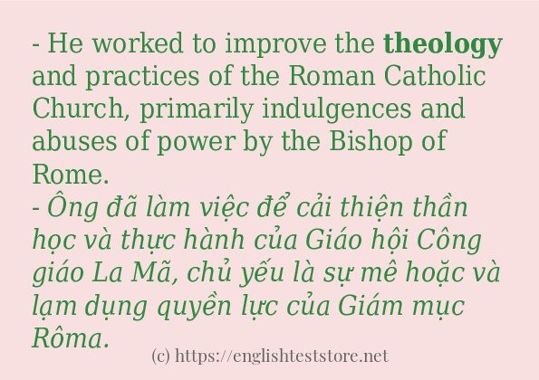 Các câu ví dụ và cách dùng từ theology
