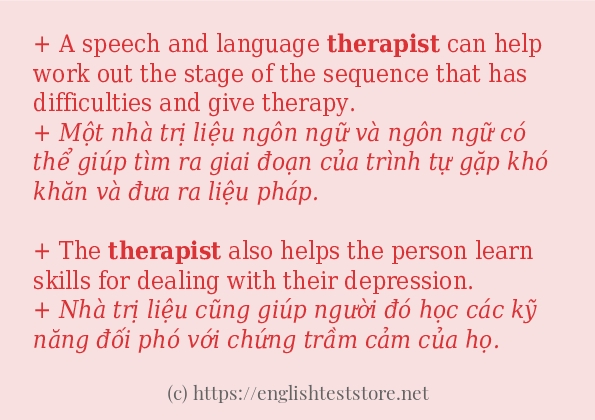 Các câu ví dụ và cách dùng từ therapist