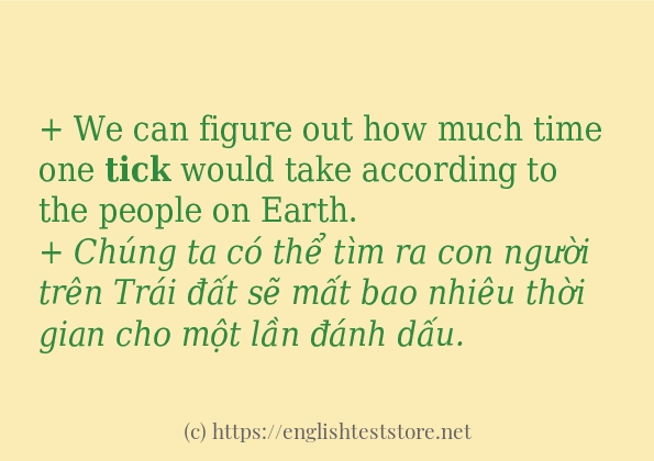 Các câu ví dụ và cách dùng từ tick