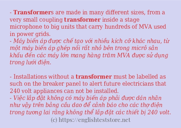Các câu ví dụ và cách dùng từ transformer