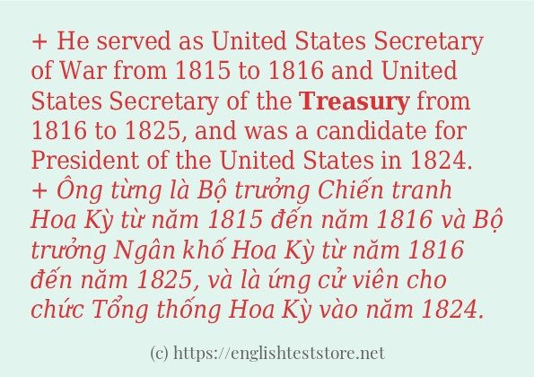 Các câu ví dụ và cách dùng từ treasury