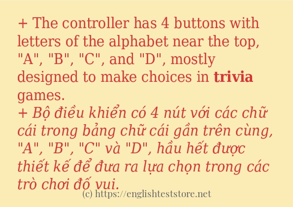 Các câu ví dụ và cách dùng từ trivia