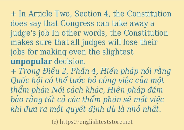 Các câu ví dụ và cách dùng từ unpopular Các câu ví dụ và cách dùng từ unpopular