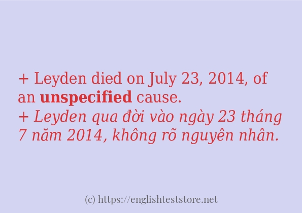 Các câu ví dụ và cách dùng từ unspecified