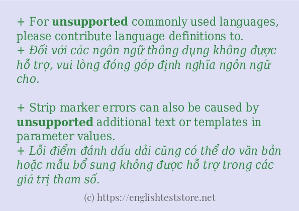 Các câu ví dụ và cách dùng từ unsupported