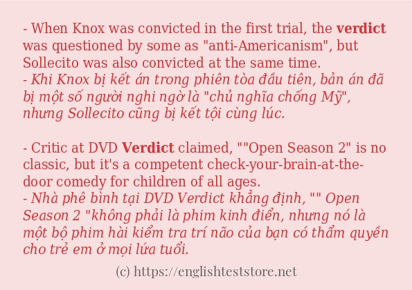 Các câu ví dụ và cách dùng từ verdict
