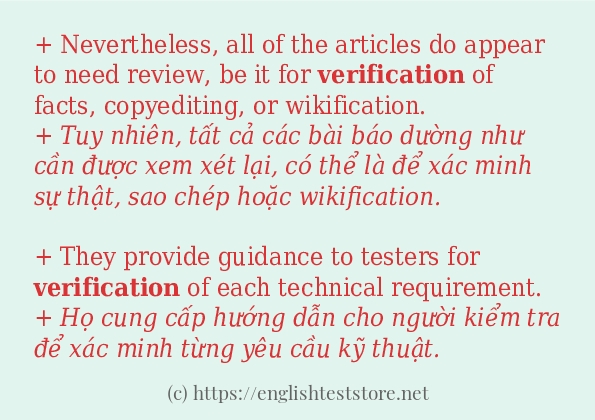 Các câu ví dụ và cách dùng từ verification