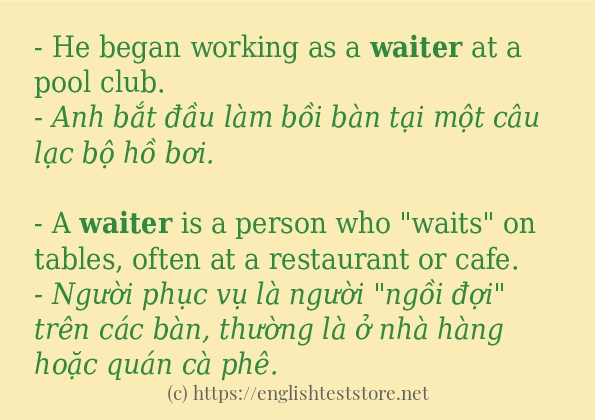 Các câu ví dụ và cách dùng từ waiter