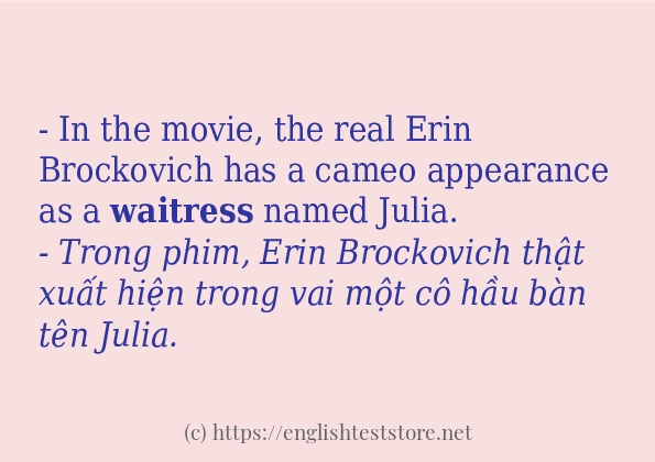 Các câu ví dụ và cách dùng từ waitress