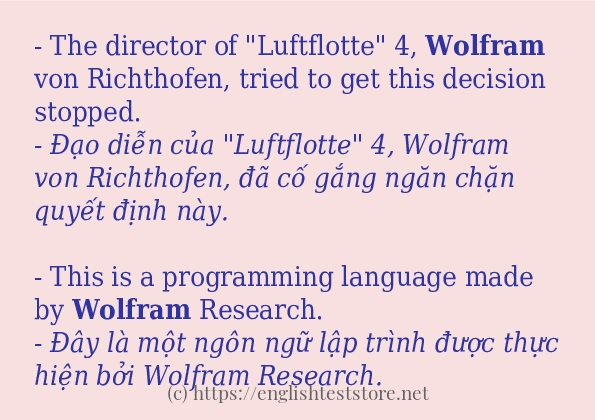 Các câu ví dụ và cách dùng từ wolfram