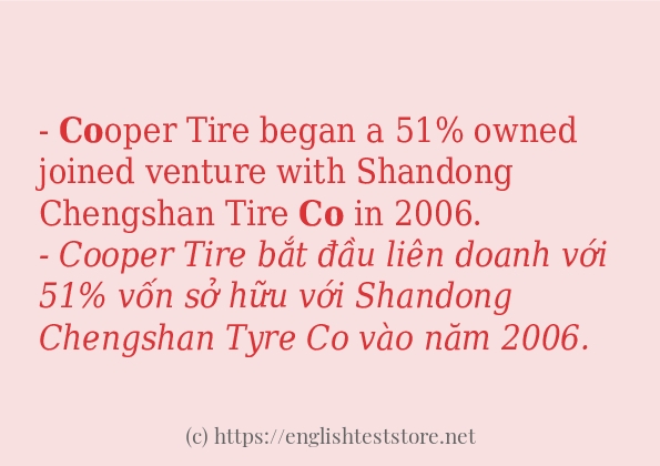 Các câu ví dụ và cách sử dụng từ Co