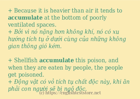 Các câu ví dụ và cách sử dụng từ accumulate Các câu ví dụ và cách sử dụng từ accumulate