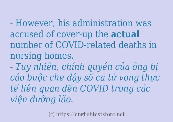Các câu ví dụ và cách sử dụng từ actual