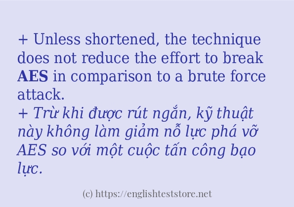 Các câu ví dụ và cách sử dụng từ aes