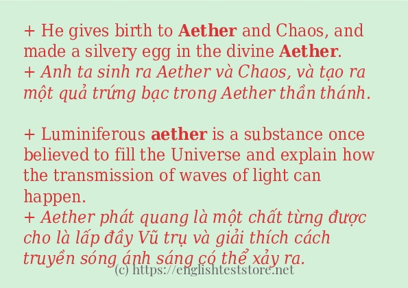 Các câu ví dụ và cách sử dụng từ aether