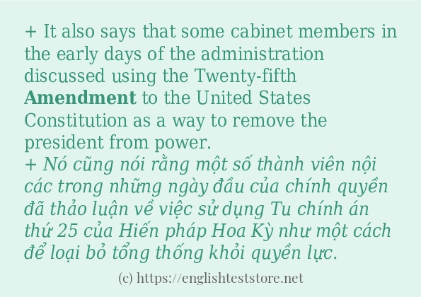 Các câu ví dụ và cách sử dụng từ amendment