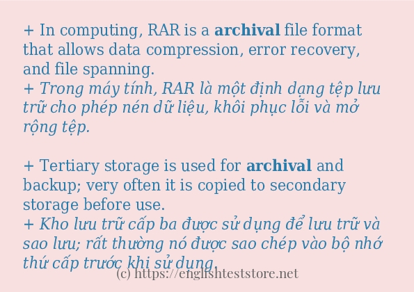 Các câu ví dụ và cách sử dụng từ archival Các câu ví dụ và cách sử dụng từ archival