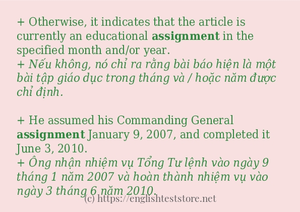 Các câu ví dụ và cách sử dụng từ assignment