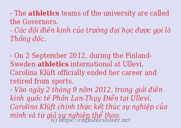 Các câu ví dụ và cách sử dụng từ athletics