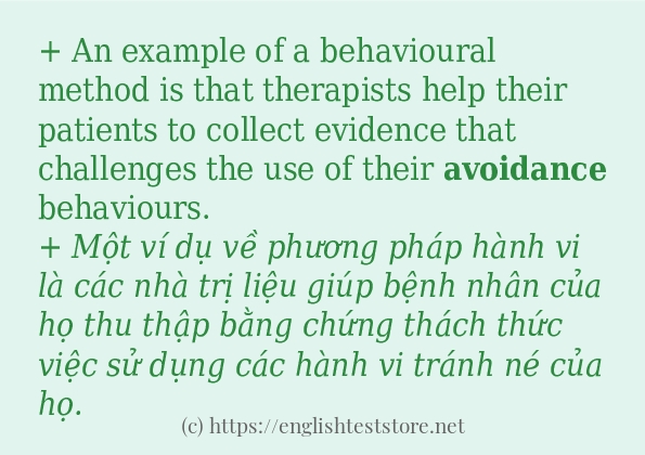 Các câu ví dụ và cách sử dụng từ avoidance Các câu ví dụ và cách sử dụng từ avoidance