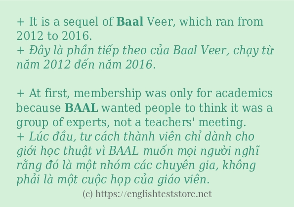 Các câu ví dụ và cách sử dụng từ baal