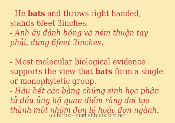 Các câu ví dụ và cách sử dụng từ bats