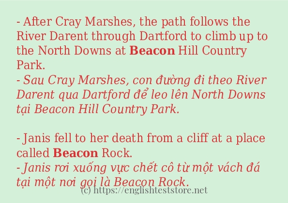 Các câu ví dụ và cách sử dụng từ beacon Các câu ví dụ và cách sử dụng từ beacon