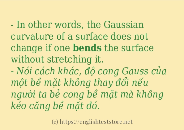 Các câu ví dụ và cách sử dụng từ bends