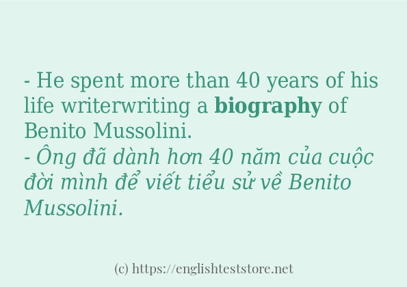 Các câu ví dụ và cách sử dụng từ biography