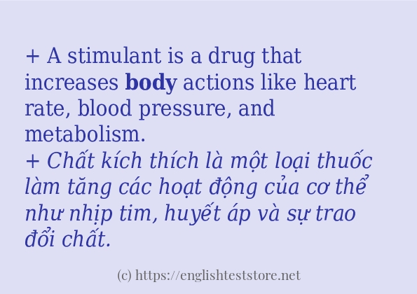 Các câu ví dụ và cách sử dụng từ body