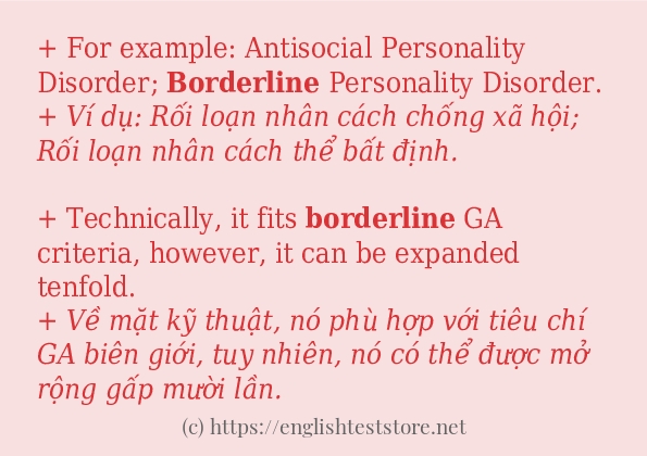 Các câu ví dụ và cách sử dụng từ borderline